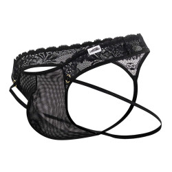 CandyMan String Sexy Dentelle Rati Noir